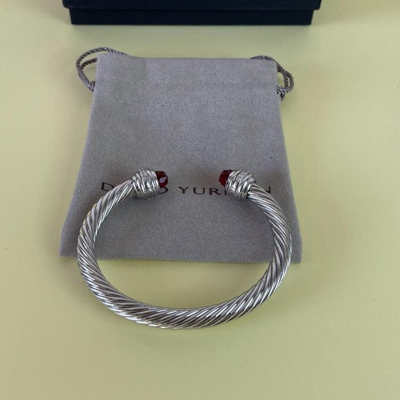 Cable Classics Bracelet in Sterling Silver with Garnet and Pavé Diamonds M - Picture 2 of 6